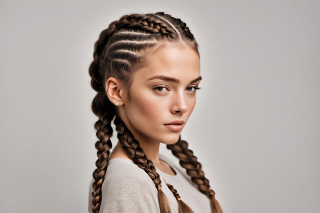 Foto una mujer hermosa con trenzas.