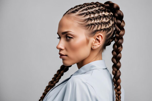 Foto una mujer hermosa con trenzas.