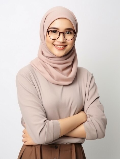 una mujer con hijab y gafas