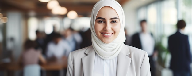 una mujer en un hijab con un hijab blanco en la cabeza