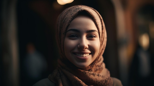 Una mujer con hiyab de fondo oscuro