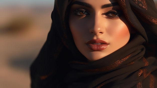 Una mujer con hiyab y ojos marrones