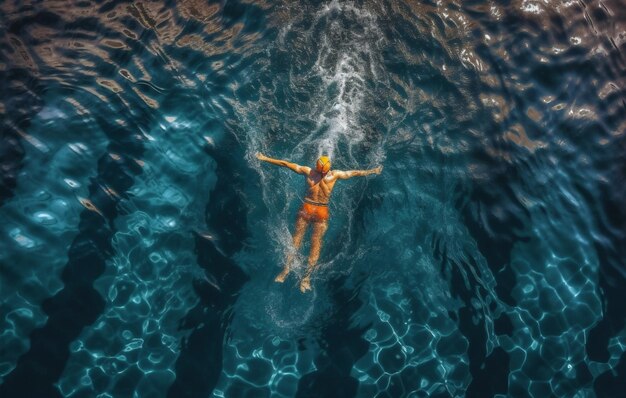 Foto mujer hombre viajes verano natación trajes de baño vacaciones deporte piscina azul agua activa ia generativa