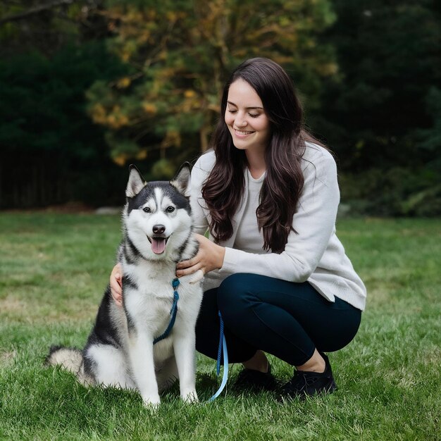 Mujer con Husky