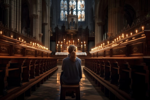 una mujer en una iglesia