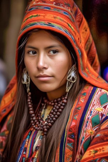 Mujer del imperio Inca con ropa tradicional