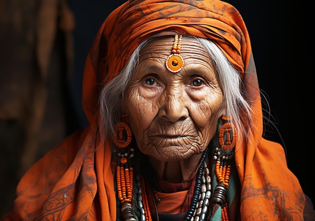 Foto mujer india anciana día de la mujer tradición y cultura generada por la ia