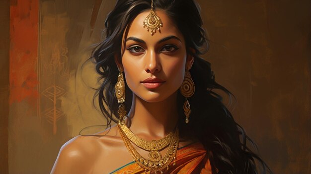 mujer india joven en vestido de mantequilla