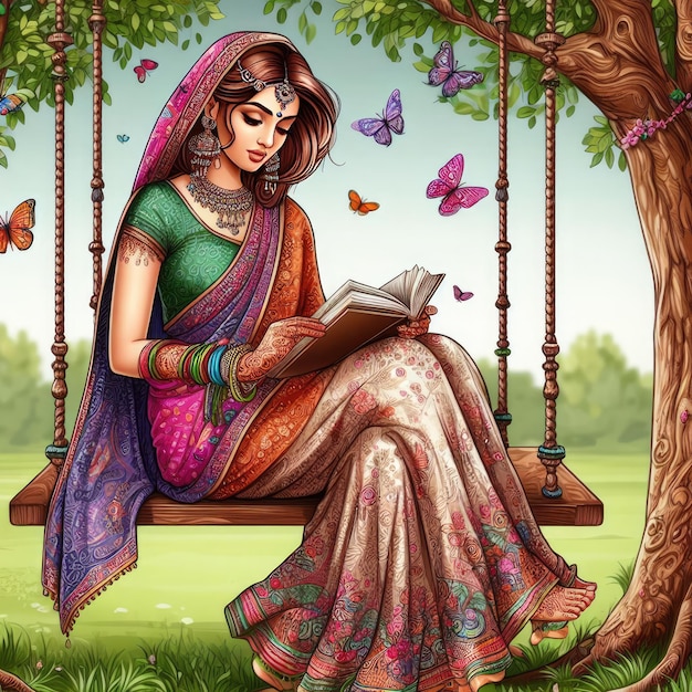 Mujer india con traje tradicional