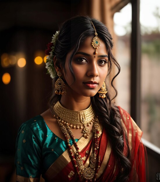 Mujer india con un vestido tradicional