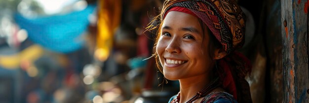 Mujer indonesia feliz y sonriente sosteniendo a Indonesia Imagen de fondo