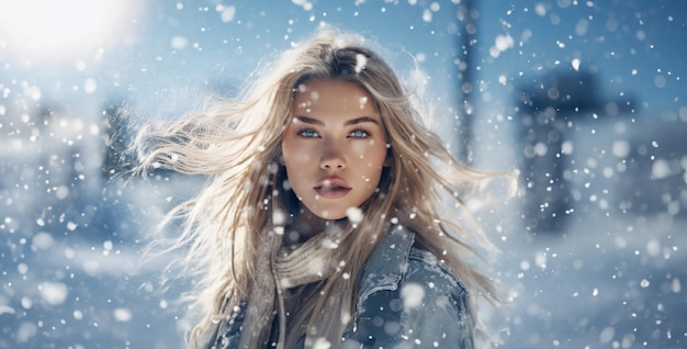 mujer en invierno mujer en la nieve