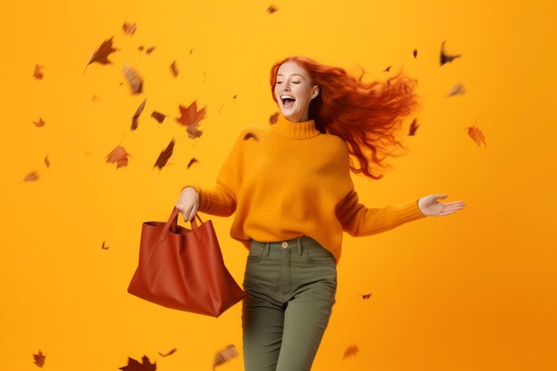 Mujer jengibre cabello otoño rojo retrato Generar Ai