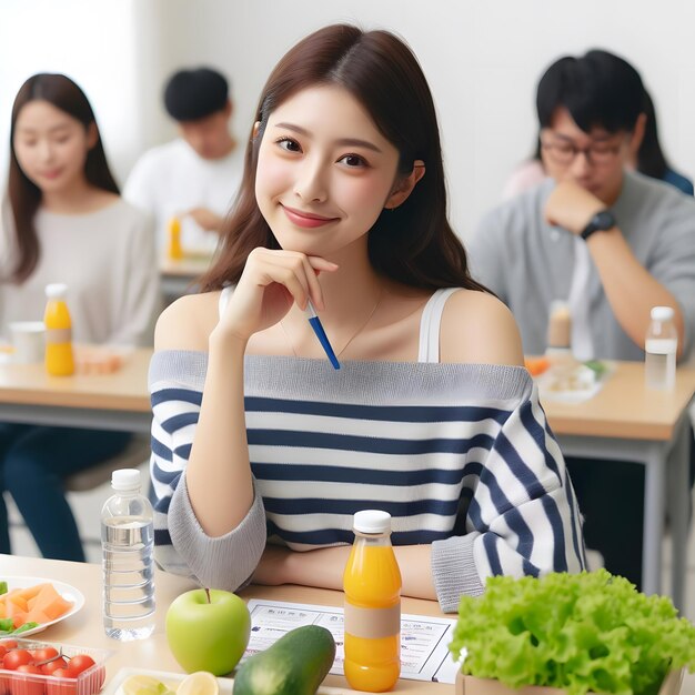 Foto mujer joven abrazando un estilo de vida saludable concepto de bienestar y vitalidad microstock image