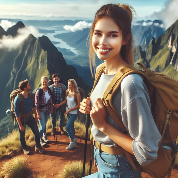 Mujer joven abrazando un estilo de vida saludable Concepto de bienestar y vitalidad Microstock Image