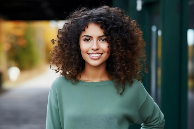 Mujer joven alegre IA generativa