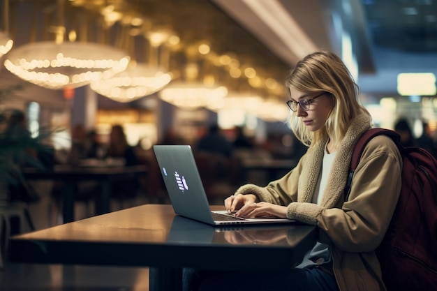 mujer joven asiática sentada en casa con una computadora portátil chica navegando por sitios web o estudiando