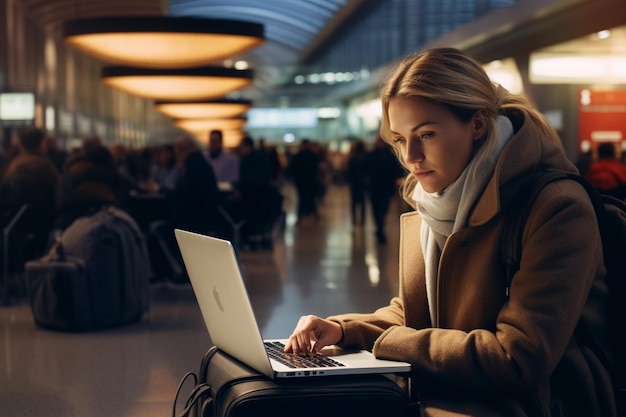 mujer joven asiática sentada en casa con una computadora portátil chica navegando por sitios web o estudiando