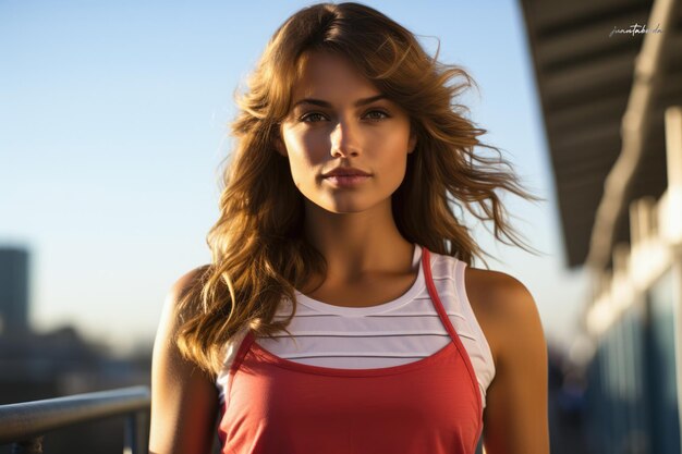 Mujer joven atlética posando en traje deportivo