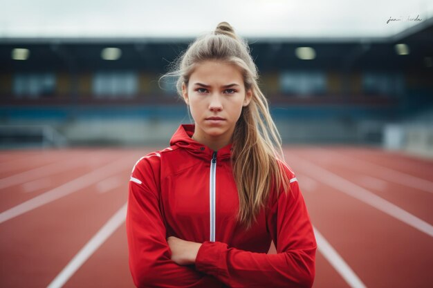 Mujer joven atlética posando en traje deportivo