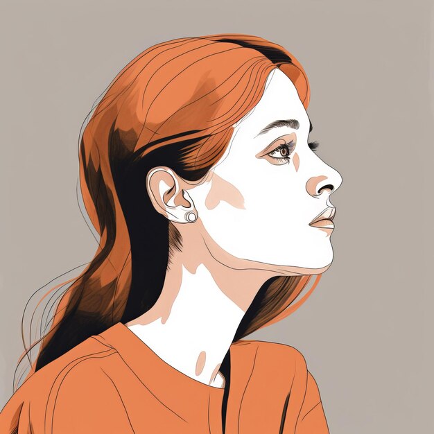 Mujer joven blanca en la ilustración de pensamiento y dudas