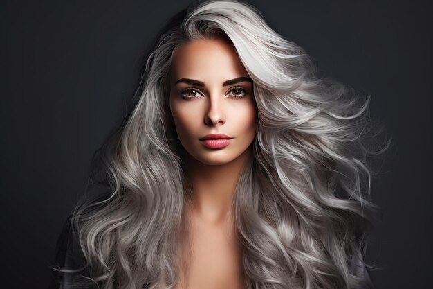 Mujer joven de cabello gris