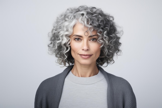 Mujer joven con el cabello rizado