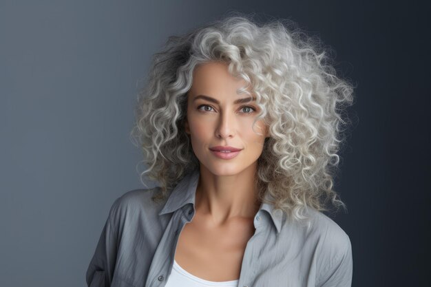 Mujer joven con el cabello rizado