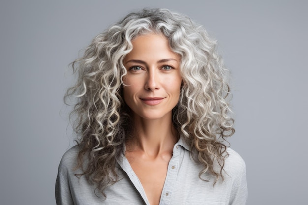 Mujer joven con el cabello rizado