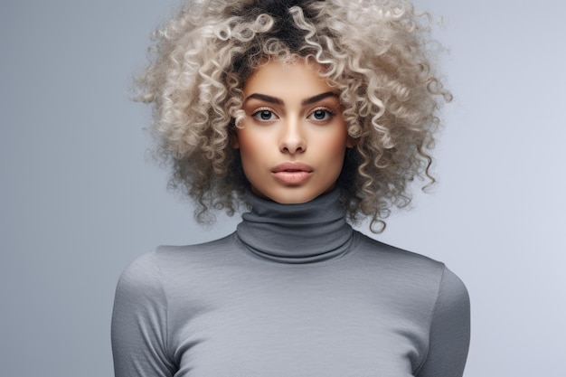 Mujer joven con el cabello rizado