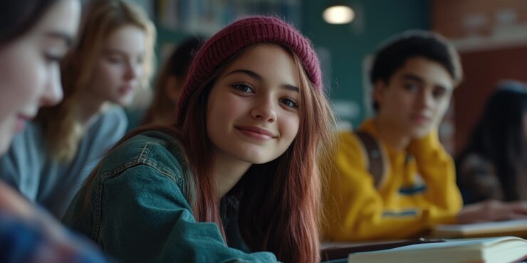 Mujer joven en la clase