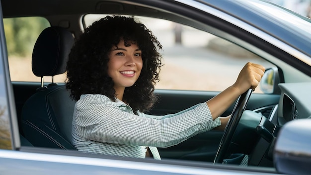 Mujer joven en el coche