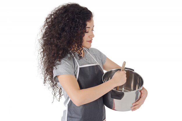 Foto mujer joven, cocina