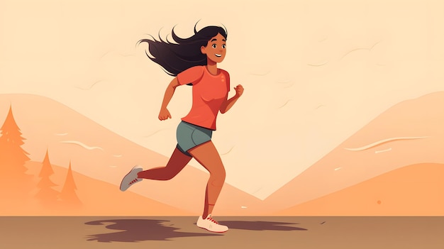 Foto mujer joven corriendo.