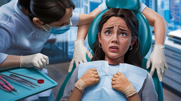 Mujer joven en el dentista