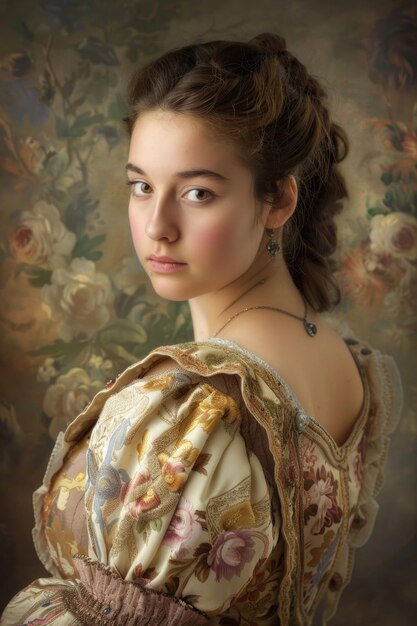 Foto una mujer joven encarna la belleza y la gracia del período del renacimiento