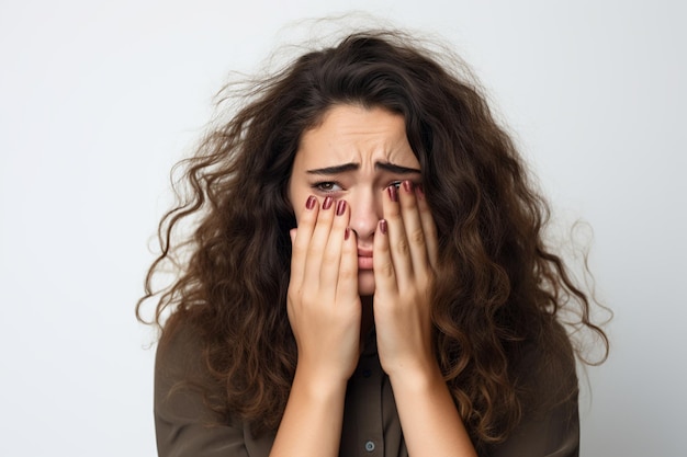 Mujer joven expresando con la cara la molestia y el cansancio