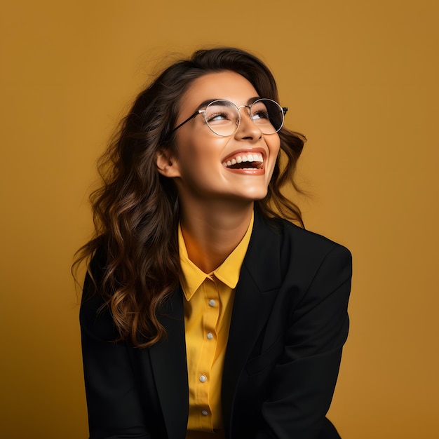 Mujer joven feliz y alegre mujer de negocios feliz IA generativa