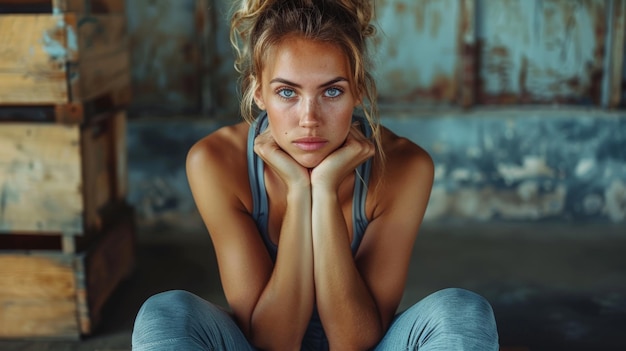 Mujer joven en forma celebrando el logro post-entrenamiento IA generativa