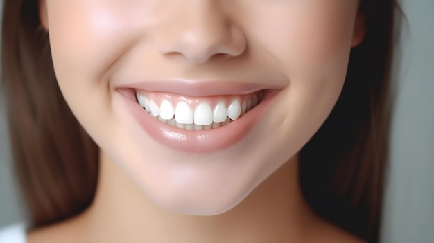 Mujer joven con una hermosa sonrisa y dientes blancos.