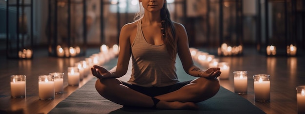 Mujer joven meditando ai generativo