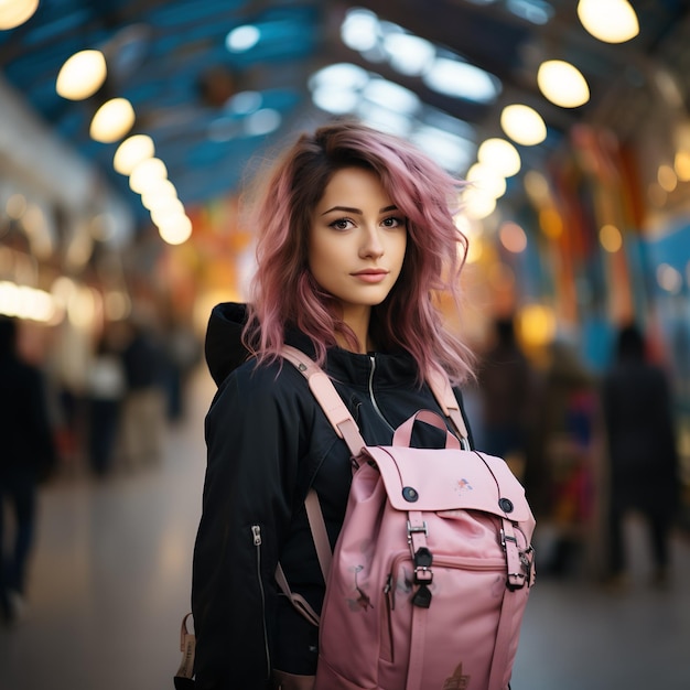 Mujer joven con mochila