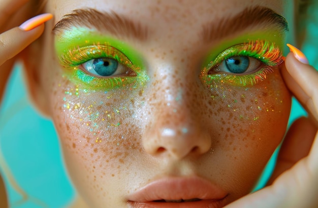 una mujer joven mostrando la belleza del colorido esmalte de uñas