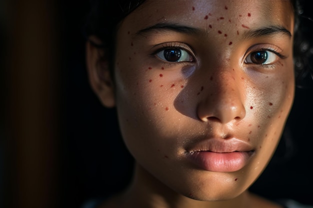 una mujer joven con pecas en la cara