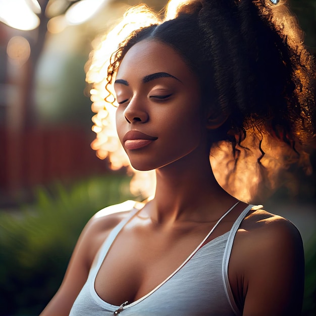 Una mujer joven con el pelo al viento