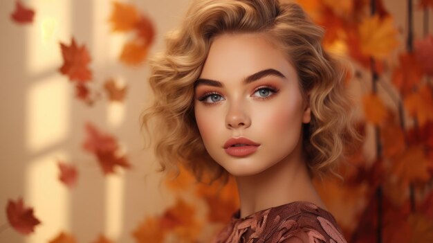 Mujer joven perfecta, estudio de moda con estilo de otoño.