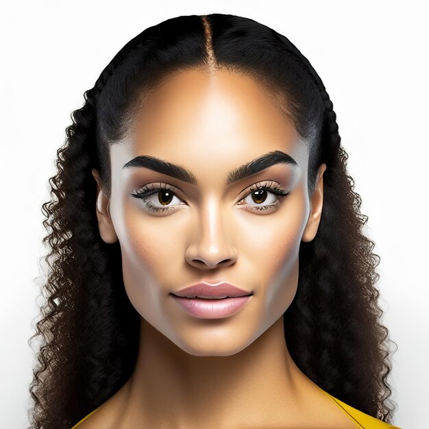 Mujer joven con piel ideal para productos de belleza IA generativa