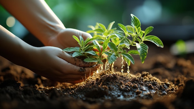 mujer joven plantando en el suelo jóvenes plantando en la tierra