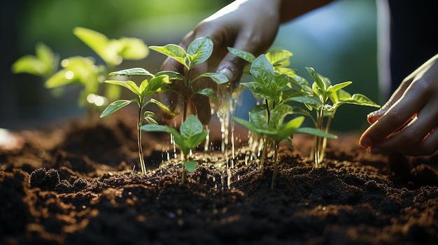 mujer joven plantando en el suelo jóvenes plantando en la tierra