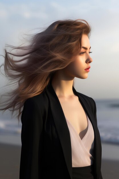 Mujer joven en la playa